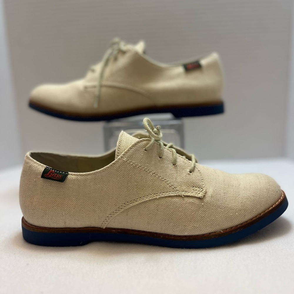 G.H. Bass & Co. Canvas Linen Oxford Blue Sole Shoes 8